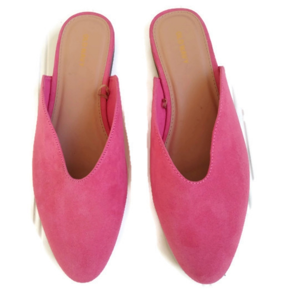 Old Navy Faux-Suede Round Toe Mules Freesia Sz 9